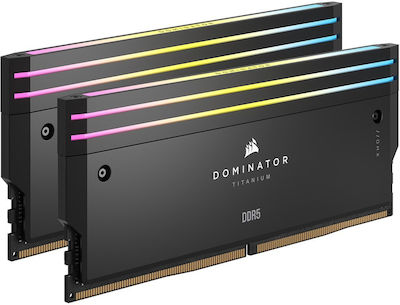 Corsair Dominator Titanium RGB XMP 64GB DDR5 RAM cu 2 module (2x32GB) și Viteză 6600 pentru Desktop