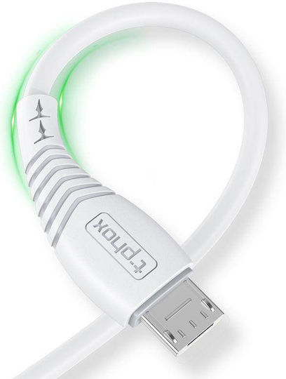 T-Phox Regular USB 2.0 to micro USB Cable Λευκό 1.2m