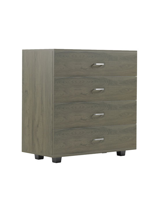 Wooden Bedroom Chest of Drawers with 4 Drawers Dark Olive 80x40x83cm