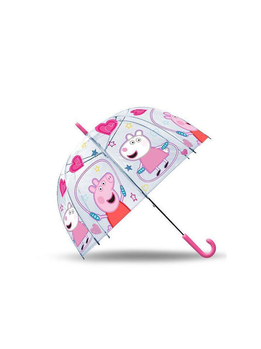 Kids Curved Handle Umbrella with Diameter 46cm Transparent