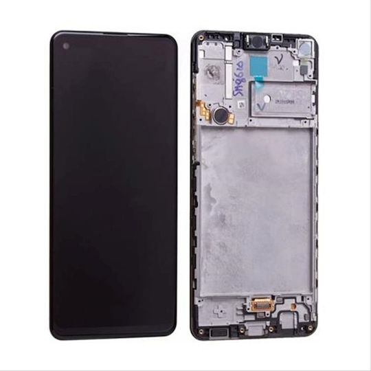 Mobile Phone Screen Replacement with Frame and Touch Mechanism for Galaxy A21S (Black)