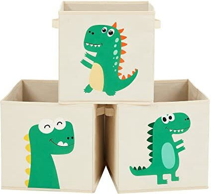 Songmics Детска кутия за съхранение сгъваема Box Set Бежов 30x30x30см 3бр