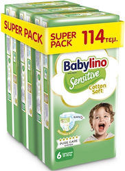 Babylino Tape Diapers Sensitive Cotton Soft Sensitive No. 6 for 13-18 kgkg 114pcs