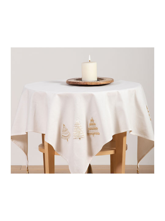 Nef-Nef Homeware Weihnachts- Tischtuch Stoff Gold B100xL100cm. 1Stück 034600