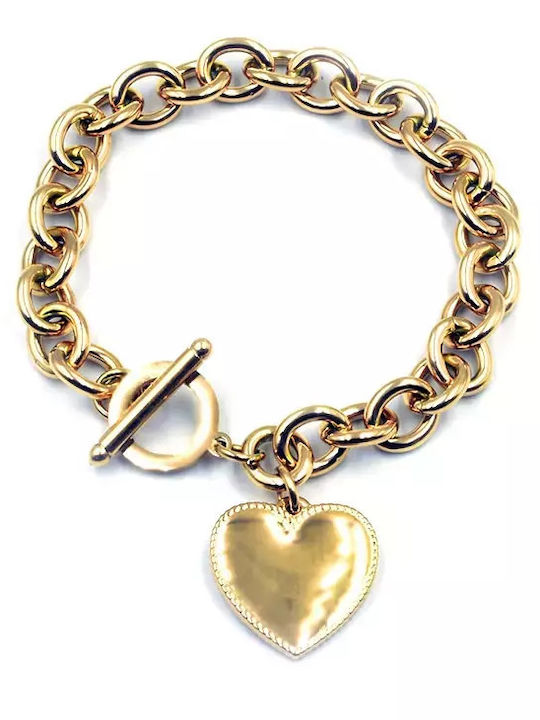 Awear Bracelet Chain Love For Ever with design Heart made of Steel Gold Plated