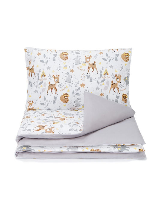 Babyboom Set Duvet Crib Cotton Deer / grey 120x90cm