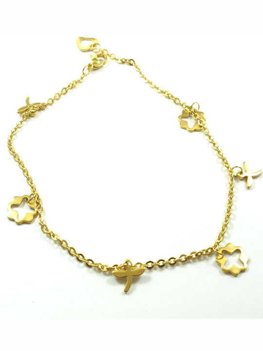 Bracelet Anklet Chain with Cross design made of Steel Gold Plated