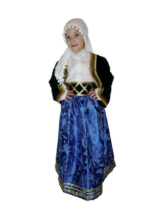Traditional Kids Costume Cretan Girl from Chania with 2 Rows Necklace