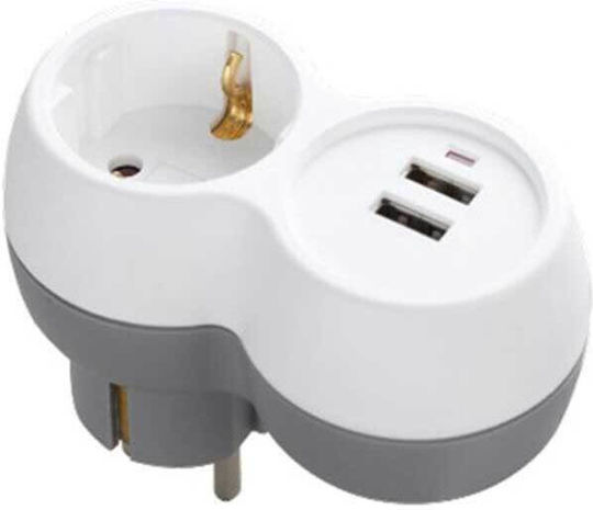 Technik Единично гнездо Безопасност с 2 USB-A