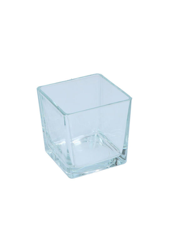 Plastona Candle Holder Glass in Transparent Color 12x12x12cm 1pcs