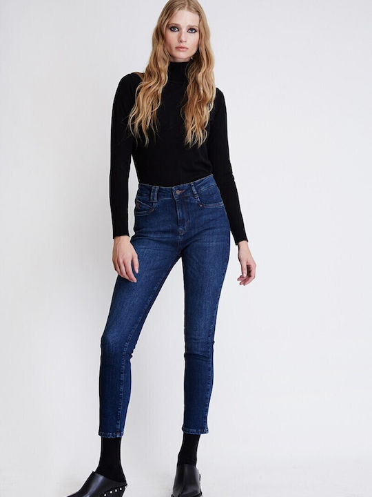 Hoch tailliert Damenjeans in Enger Passform Blue