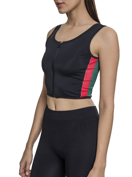 Urban Damen Sportliches Crop Top Ärmellos Schwarz