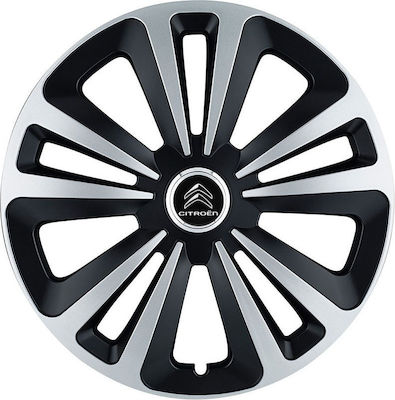 Jestic Car Hubcap Set with Citroen Emblem 14" 4pcs Silver /Black