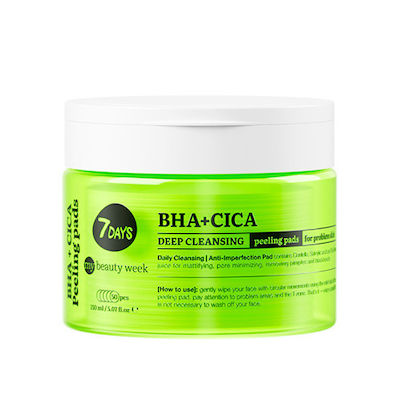 7DAYS Exfoliating Peeling Pads Bha+cica Peeling Προσώπου για Ευαίσθητες Επιδερμίδες