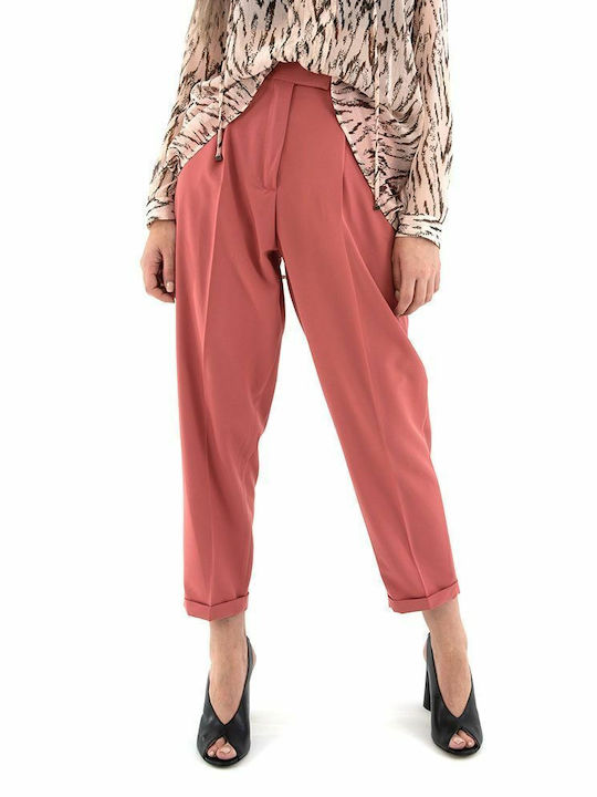 Imperial Women's High-waisted Fabric Capri Trousers Pink