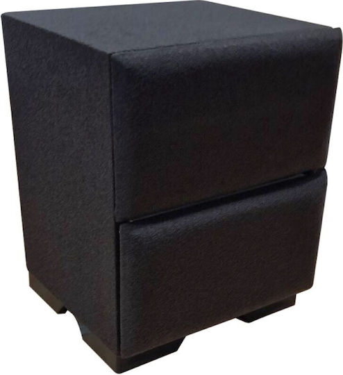 Majestic Bedside Table with Fabric Upholstery Black xx