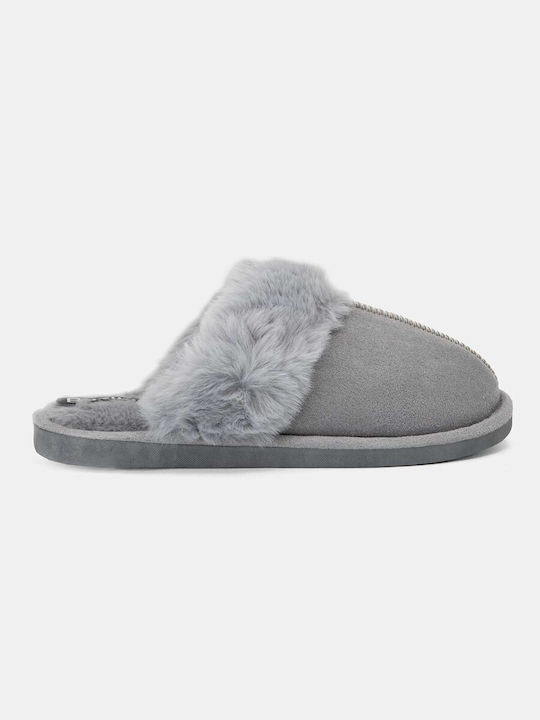 Bozikis Men's Slippers with Fur Gray