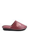 Leather Winter Women's Slippers Burgundy