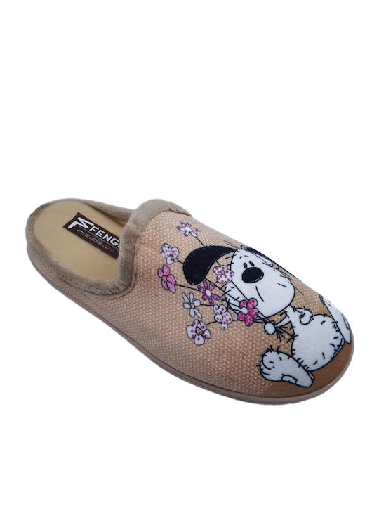 Fengi Camel Дамски Чехли Животни Кафяв