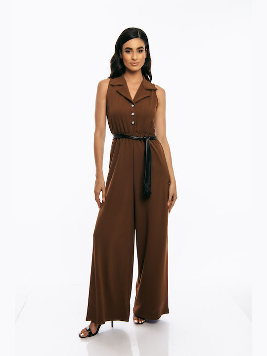 Boutique Women's Sleeveless One-piece Suit Brown