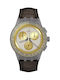 Swatch Golden Uhr Chronograph Batterie mit Braun Lederarmband