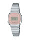 Casio Vintage Γυναικείο Ρολόι 24mm Χρονογράφος Μπαταρίας με Ασημί Μεταλλικό Μπρασελέ