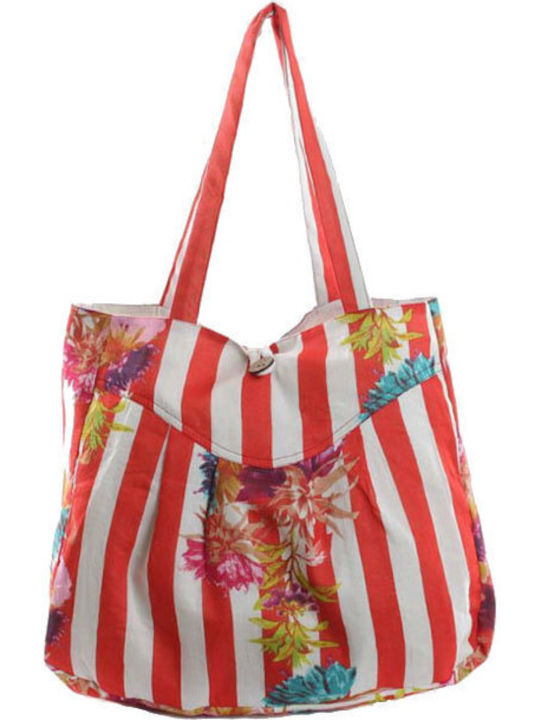 Fabric Beach Bag Floral Red