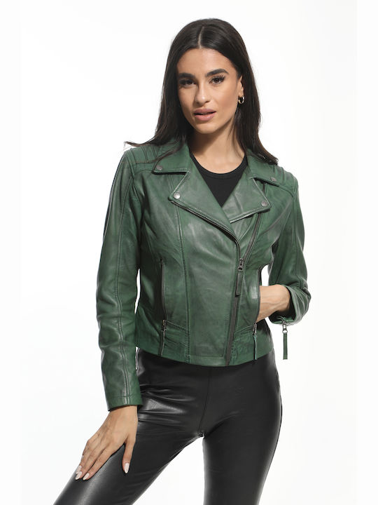 Newton Leather Women's Short Lifestyle Leather Jacket for Winter Green