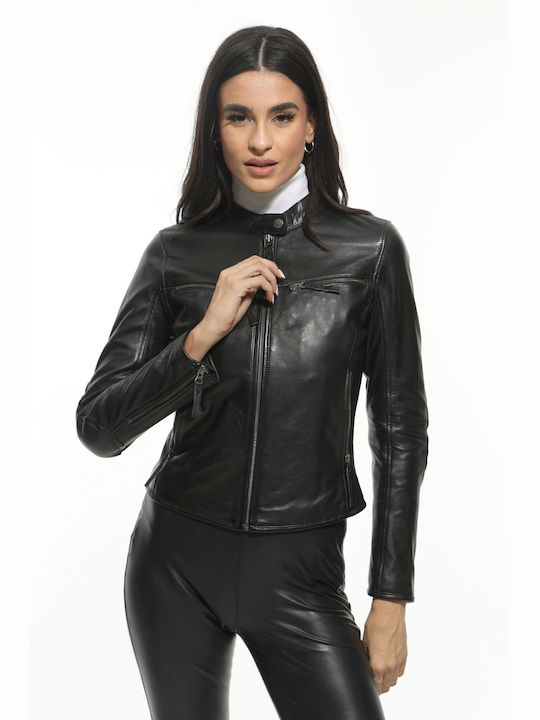 Newton Leather Women's Short Lifestyle Leather Jacket for Winter BLACK