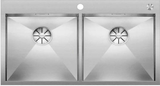 Blanco Zerox 400 400-in Drop-In Kitchen Sink Inox Satin Finish Silver 88.5x51cm