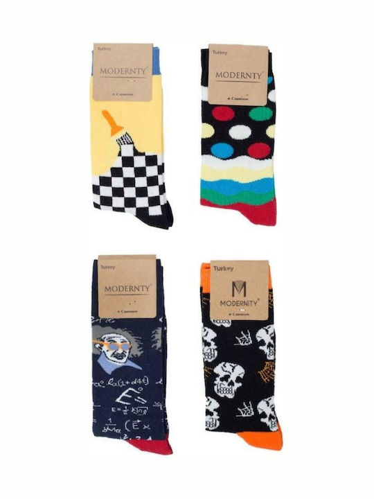 Modernty Einstein Γυναικείες Κάλτσες με Σχέδια Πολύχρωμες 4Pack