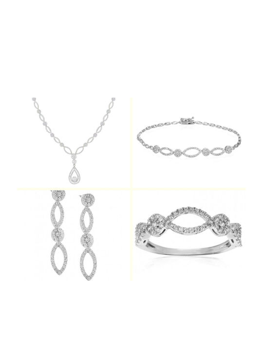 Vitopoulos Set with Necklace , Earrings & Ring from White Gold 14K with Stones