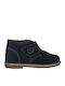 Suede Kids Boots with Velcro Navy Blue