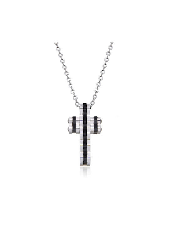 One Schwarz Herren Kreuz aus Stahl mit Kette