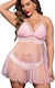 Pretty Lingerie Plus Size Set Sexy Baby Dolls mit Spitze & Transparenz Rot
