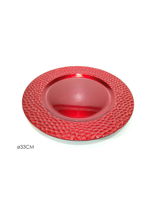 ArteLibre Round Glass Decorative Platter Red 33x33cm