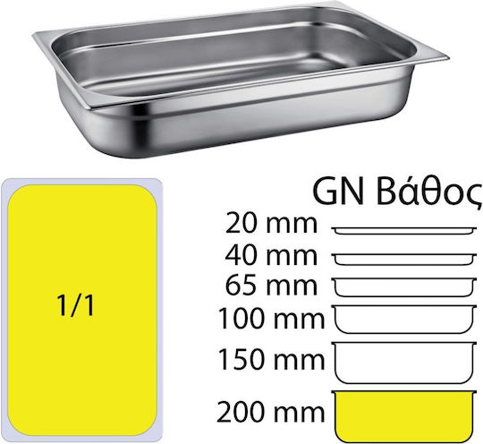Ready Gastronorm-Behälter Edelstahl GN1/1 mit Tiefe 200mm