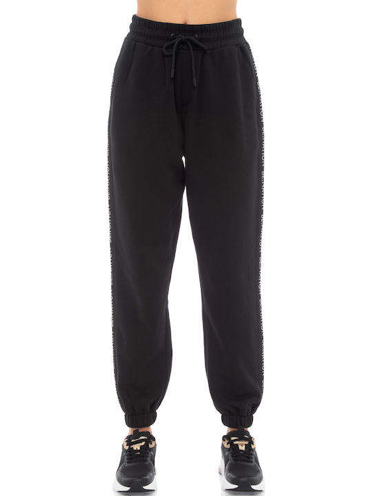 Hohe Taille Jogginghose Schwarz
