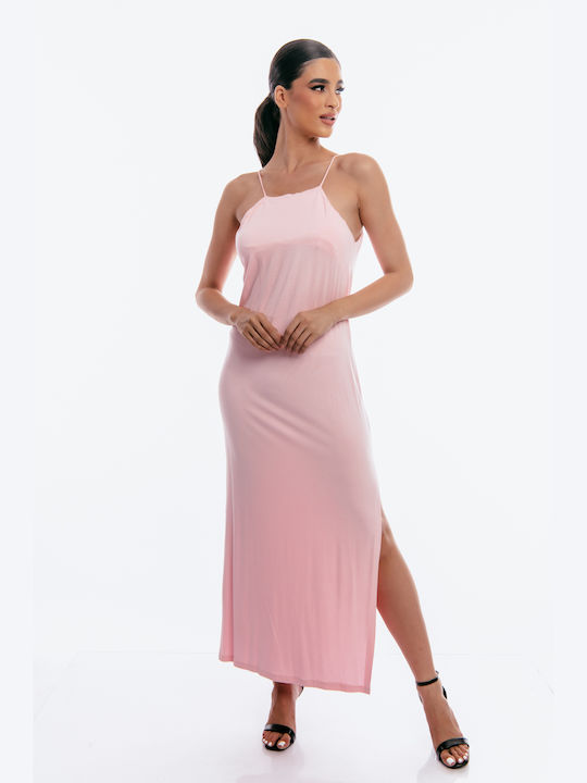 Boutique Maxi Dress with Slit Pink
