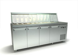 ID Italian Frigider Inoxidabil de Banc Salată cu Sertar și Unitate de Răcire L225xl70xH126cm ID