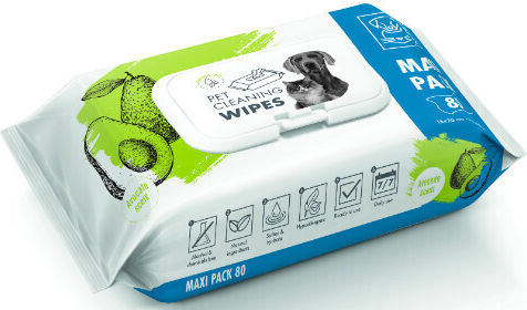 M-Pets 80 Dog and Cat Wipes for Body Cleansing with Avocado