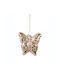 Hängendes Schmetterling Ornament Glas Rosa 3x8.5cm