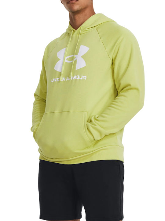 Under Armour Ανδρικό Φούτερ με Κουκούλα και Τσέπες Κίτρινο