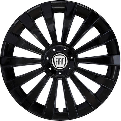 Jestic Car Hubcap Set with Fiat Emblem 15" 4pcs Black