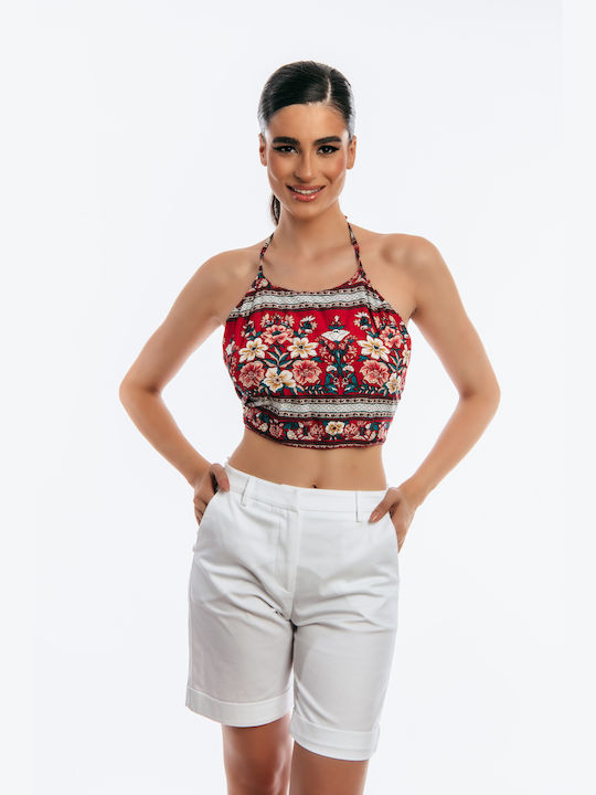 Boutique Дамско Лятно Crop Top Без Ръкави Red