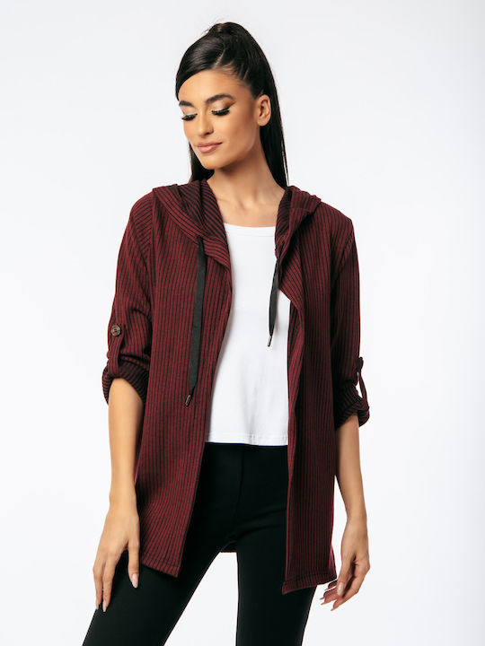 Boutique Women's Knitted Cardigan with Buttons Bordeaux