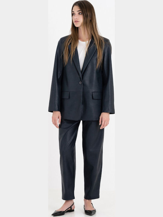 Philosophy Wear Women's Leather Blazer Black