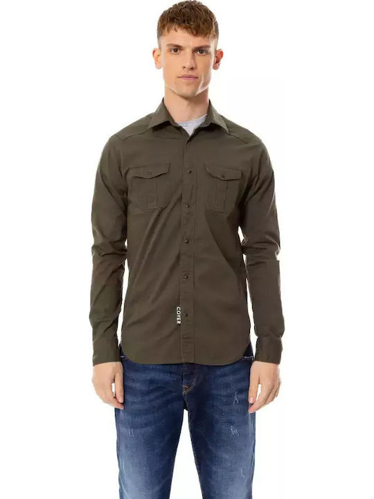 Long-sleeved Denim Shirt Khaki