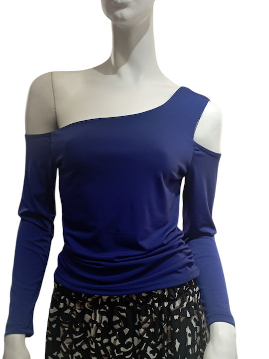 Kalliope Damen Bluse Langärmelig Blue