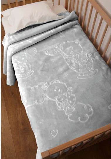 Anna Riska Pătură Pepinieră Swaddling pături Bear Catifea Gri Gray 110x80cm